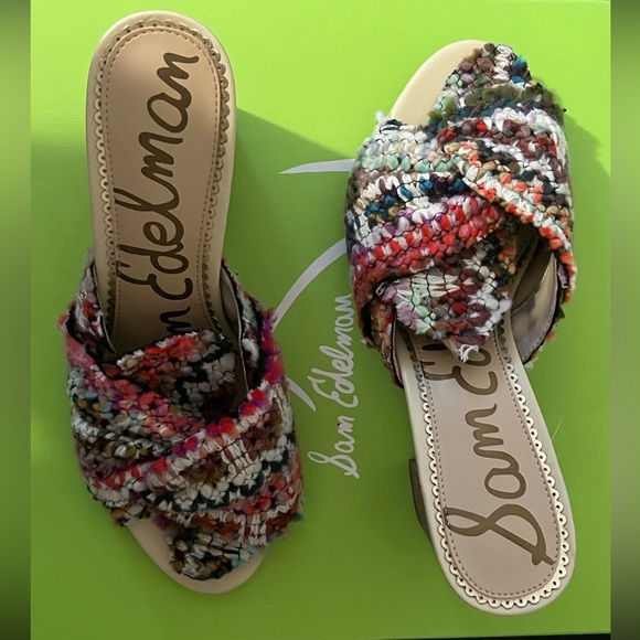 Sam Edelman Oda Slide Tweed Multicolor Knot Top Mule - Picture 10 of 14